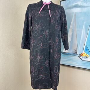 Tibi A Pea in the Pod Maternity Gray Embroidered Long Coat Wool Blend S/M